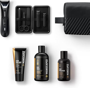 MANSCAPED¢ç The Premier Package 5.0 Ultra, with The Lawn Mower¢ç 5.0 Ultra Men's Groin &amp; Body Hair Trimmer, Shears 3.0, Crop Preserver¢ç Ball Deodorant, Refined¢ç Body Wash, Crop Soother¢â, Shed 2.0