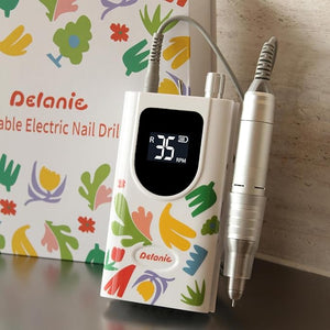 Delanie Professional Nail Drill High Torque 35000 RPM Rechargeable Portable Electric Nail File Filer for Acrylic Gel with Cuticle Bits, Salon Manicure Tool, Matisse White