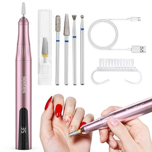 Beetles Electric Nail Drill Cordless 35 Adjustable Speeds Portable Nail Drill Rose Gold Long Battery Life Polishing Set Professional Nails Machine Kit Manicure Pedicure Tools for Home Salon Use