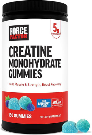 Force Factor Creatine Monohydrate Gummies 5g Dose for Men &amp Women to Support Muscle Strength Recovery Cognitive Health &amp Memory Blue Raspberry 150 Gummies