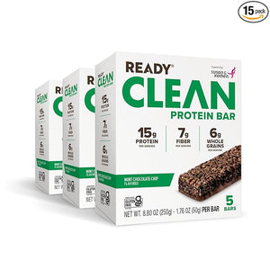 Ready¢ç Protein Bars - High-Protein Snack with 15g Whey Protein With Flaxseeds and Omega-3s for Sustained Energy Supports Lean Muscle and Recovery - Mint Chocolate Chip Bundle (15-Pack)