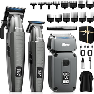 Ufree Hair Clippers for Men Professional Beard Trimmer and Foil Shaver Electric Razor Cordless Barber Clippers and Trimmers Set for Hair Cutting and Grooming Gifts for Men