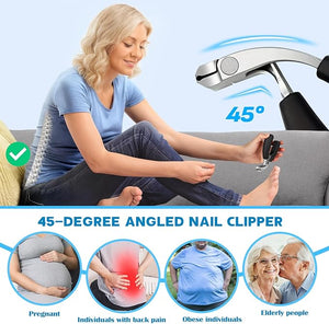 Heavy Duty Toenail Clippers Set for Seniors Thick Toenails 7-in-1 Nail Clippers with Catcher Professional Long Handle Ingrown Toenail Clippers for Men Fingernail Manicure Pedicure Kit