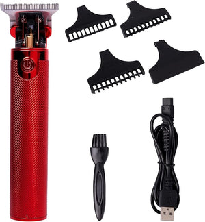 Red by Kiss Hair Trimmer for Men Precision Blade Cordless Trimmer Mens Grooming Kit (Red)