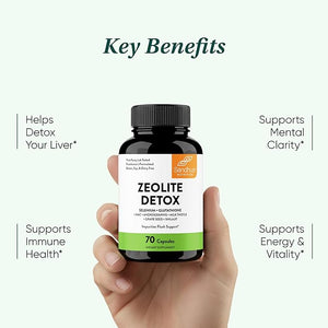 Zeolite Detox For Adults | Liver Cleanse Detox Support High Absorption Gut Health &amp; Antioxidant Supplement | With Selenium, Glutathione, Milk Thistle &amp; NAC | 70 Capsules (Pack of 3) for Men an