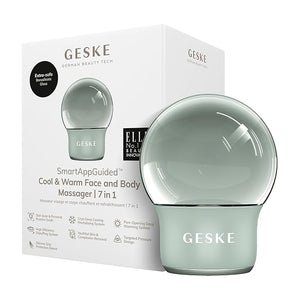 GESKE SmartAppGuided¢â Cool &amp; Warm Face &amp; Body Massager | 7 in 1 | Multifunctional Massager | Face &amp; Body | Battery-free Cooling &amp; Warming | Firms, Relaxes &amp; De-Puffs Skin | Globula