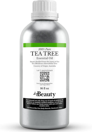 Bulk Tea Tree Oil - 16 Fl Oz Large Size Big Bottle - 100% Pure &amp; Organic Tea Tree Oil for Skin, Hair, Face, and Scalp - Steam Distilled