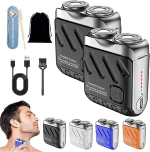 Mini Shaver Small Steel Cannon Suspended Magnetic Blade Shaver Mini Electric Explosive Shavers for Men Waterproof USB Fast Charging Compact Travel Size (2PCS-Black)