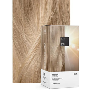 IGK Permanent Hair Color Kit | 9NA Surf Club - Light Cool Blonde | 100% Gray Color Coverage + Strengthen + Shine | Ammonia Free