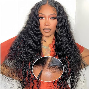 28 Inch Wear And Go Glueless Wigs Human Hair Water Wave Lace Front Wigs Human Hair Pre Plucked Glueless Wigs Human Hair 13x4 HD Lace Front Wigs Human Hair 180 Density Water Wave Lace Frontal Wigs