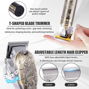Hair Clipper for Men Set Cordless Electric Hair Clipper T-Shaped Beard Trimmer Nose Hair Trimmer Electric Shaver Professional Haircutting and Beauty Kit