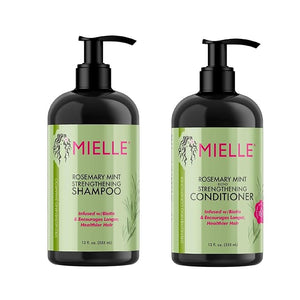 Mielle - Rosemary Mint - Biotin Infused - Encourages Growth Hair Products for Stronger and Healthier Hair - Shampoo &amp New Conditioner Styling Bundle Set 2 PCS