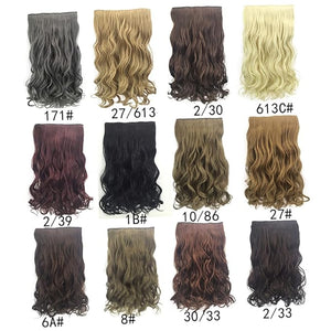 Amosfun Full Head Curly Wave Clip Wig Women's Human Hair Extensions Hair Toppers for Women Accessories for Change Clip Heat-friendly Reusable Washable