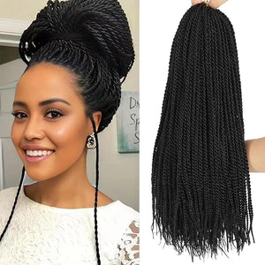 Crochet Braids Senegalese Twist Crochet Hair 7 Packs Pre Looped Micro Senegalese Twist Braiding Hair Ombre Crochet Braids for Women (18inch, 1B)