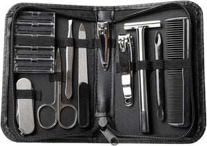 Trim Men Men's Essential Grooming Kit Travel Set Nail Clippers Fingernails &amp Toenails Hair Styling Comb Face Razor Beard Trimming Scissors Carrying Case Nail Care Tools 14 Piece Set