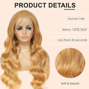 Honey Blonde Wig Human Hair 13x4 Body Wave Lace Front Wigs Human Hair Pre Plucked Blonde Wig Human Hair 200 Density Real Hair Wigs For Women 24 Inch