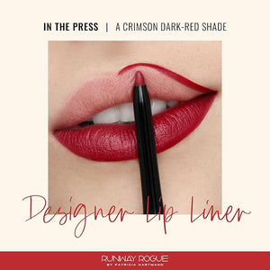 Runway Rogue Designer Liner Lip Pencil, Matte Crimson Dark-Red Lip Liner Pencil and Lip Liner Sharpener, ¡®In the Press¡¯