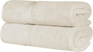 Superior Long Staple 100% Combed Cotton 700GSM 2-Piece Solid Bath Sheet Set for Bathroom Shower Kitchen-Super Soft Plush Highly Absorbent Assorted 2-Piece Bath Seets Almond
