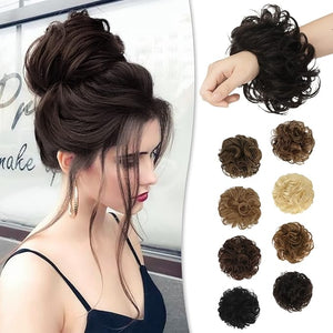 RUWISS Messy Bun Hair Piece Human Hair Messy Rose Bun Hair Buns Hair Piece for Women Real Hair Scrunchies Updo Hair Pieces Bun Extension Ponytail Messy Hair Bun (Darkest Brown)