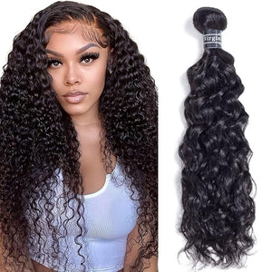 UMEGOOD Wet And Wavy Human Hair 2 Bundle 18 Inches 100% Unprocessed Brazilian Virgin Water Wave Bundles Water Wave Hair Natural Black Color Can Be Dyed Tight And Neat