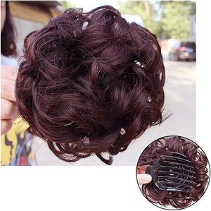 HIHELO Synthetic Curly Hair Bun Hair Clips Women Ponytail Extensions Messy Bun Hair Hoops Extensions Wig Hair Accessories (Color : B)