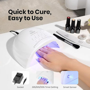 Beetles UV Nail Lamp - LED Nail Lamp with 3 Timer 30/60/120s UV Light for Gel Nails Smart Sensor Nails Dryer for Fast Curing Gel Polish Top Coat and Base Coat DIY Salon Manicure Art Tools White