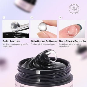 Beetles Solid Builder Gel for Nails,4 Colors Clear Pink White 3D Sculpting Gel Non-Sticky Hand Carving Nail Glue for 3D Nail Art with 3D Mold Chrome Powder Tools Salon DIY at Home,UV&amp;LED Needed