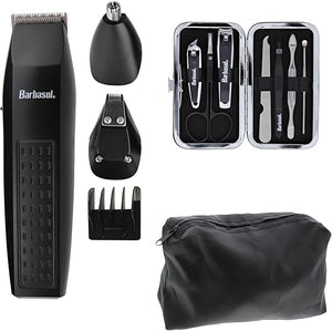 Barbasol Grooming Kit for Men 16 Piece Men¡¯s Grooming and Manicure Travel Set Includes Trimmer Clippers 5 Position Clipper Guards Nose &amp Ear Trimmer Manicure and Pedicure Kits and More Blac