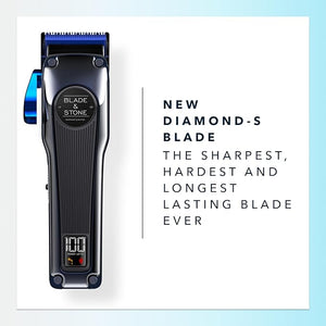 Blade &amp Stone¢â Professional Barber Hair Clippers for Men PC801 Clipper | Diamond-S¢â Blade | Micro-Gap Tech | Professional 7200 RPM Digital Motor All-Metal Cordless Clippers - Dark Night