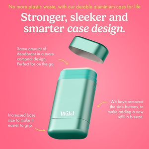 Wild - Aqua Case with Refill Variety Pack - Refillable Deodorant - Aluminum Free - Includes Fresh Cotton &amp Sea Salt Cherry Blossom and Coconut &amp Vanilla Scents - Vegan