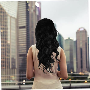 PRETYZOOM Long Curly Wig with Headband for Women Natural Texture Synthetic Hair Extension Wavy Frosted Style Easy to Cut and Style Autumn Winter Fashion Accessory