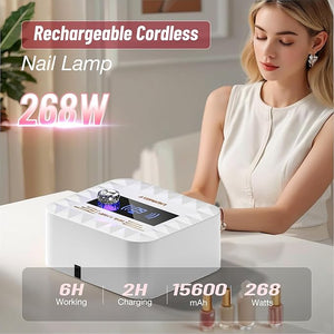 268W UV Nail Lamp Cordless LadyMisty UV Light for Gel Nails with Convenient Knob Dual Light Source Precise Curing &amp LCD Display Screen Portable Wireless Nail Lamp Fast Curing for Nail Salon &a