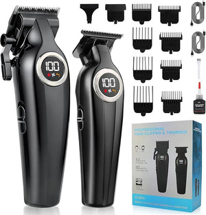 Hair Clippers for Men Professional, Cordless Barber Clippers and Trimmers Set, Electric Clippers for Hair Cutting Kit with LED Display, Gift for Men