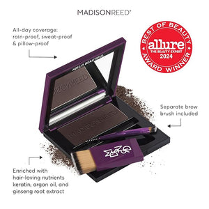 Madison Reed Root Touch Up + Brow Filler Ombra Dark Brown Instant Gray Coverage Fills in Brows &amp Thinning Hairlines Temporary Concealing Powder 0.13 oz (60 uses)