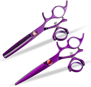 Swivel Thumb Shear Scissors, 5.5" Professional Hair Scissors Swivel Thumb JP Stainless Hair Cutting Scissor Purple Thinning Shears For Hairdresser Set