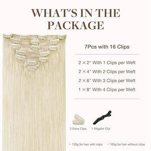 GOO GOO Clip in Hair Extensions Real Human Hair Remy Human Hair Extensions Clip ins for Women Natural Human Hair 20inch 120g 7Pcs #1000