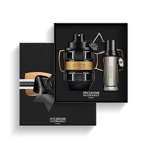 Viktor&ampRolf - Spicebomb 2-Piece Mens Cologne Gift Set ($195 Value) - Woody &amp Spicy - Full Size Extreme 3 Fl Oz &amp Travel Size Eau de Toilette 0.68 Fl Oz