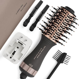 Dual Voltage Blow Dryer Brush Travel Hair Dryer Brush in One2 inch Oval Shape Hot Air BrushTravel Hair Tools/Volumizer/Straightener/CurlerEuropean Blow Dry Brush with Universal Adapter