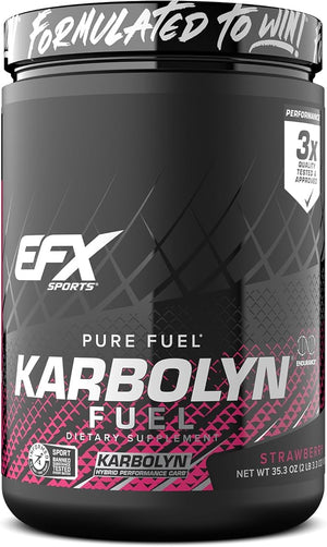 EFX Sports Karbolyn Fuel | Fast-Absorbing Carbohydrate Powder | Carb Load Sustained Energy Quick Recovery | Stimulant Free | 18 Servings (Strawberry)