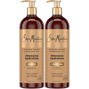 Shea Moisture Shampoo &amp Conditioner Set ? Intensive Hydration Hair Care Formulas with Manuka Honey &amp Mafura Oil for Extra Dry Damaged Hair 24 Oz Ea