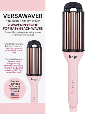 L'ANGE Hair VersaWaver Adjustable Titanium Waver | Pick 19mm or 32mm Waves with 1 Tool | Titanium 3-Barrel Waving Tool | Cool Tip Also Rotates Barrel to Change Wave Lengths (Blush)