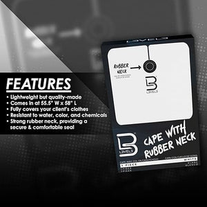 Level 3 Cape with Rubber Neck - Water Resistant Barber Hair Cutting Cape - Professional Salon Stylist and Barber Accessories