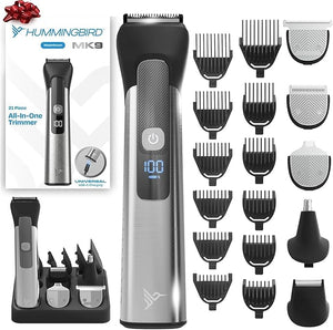 HUMMINGBIRD MK9 MasterGroom All-in-One Trimmer ? 21-Piece Men's Grooming Kit for Beard Head Hair Body and Face Waterproof Stainless Steel USB C Rechargeable LED Display