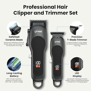 Yineel Hair Clippers for Men Professional Cordless Clippers &amp Trimmer Set Super Quiet Clippers for Hair Cutting Kit with LED Display Gift for Men Women Barber Kid