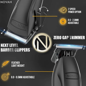 Novah¢ç Professional Hair Clippers for Men Professional Barber Clippers and Trimmer Set Mens Cordless Hair Clipper for Barbers Haircut Kit Fade