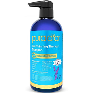 PURA D'OR 16 Oz Hair Thinning Therapy Biotin Shampoo - LAVENDER VANILLA Scent - CLINICALLY TESTED Effective Results, Herbal Blend Hair Thickening Products Women &amp; Men, Color Safe Routine Shampoo