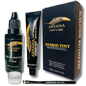 ARYANA NEW YORK Hybrid Color Kit | For Spot Color Application | Cream Hair Color With Natural Effect (MEDIUM BROWN)