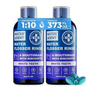 Concentrated Water flosser Rinse &amp; mouthwash Teeth WHITENING | Add to Water Flossers| Fruit Flavor | 2 Pack = 33.8 fl.oz | Peroxide Free. Made in USA