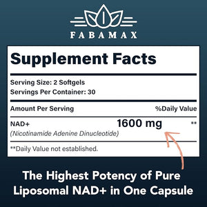 1600 mg Liposomal NAD Supplement 98% Pure NAD+ Supplement Superior Absorption Alternative to Nicotinamide Riboside or NADH to Boost NAD+ for Aging Defense Energy Longevity 120 Softgels