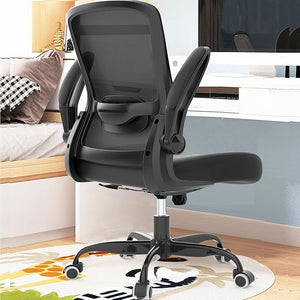 Mimoglad Ergonomic Office Chair - BIFMA Certified, Flip-up Armrests &amp; 135¡Æ Recline, Adjustable Lumbar Support - Space-Saving Task Chair for Business/Team Office &amp; Home (Black, 300lbs)